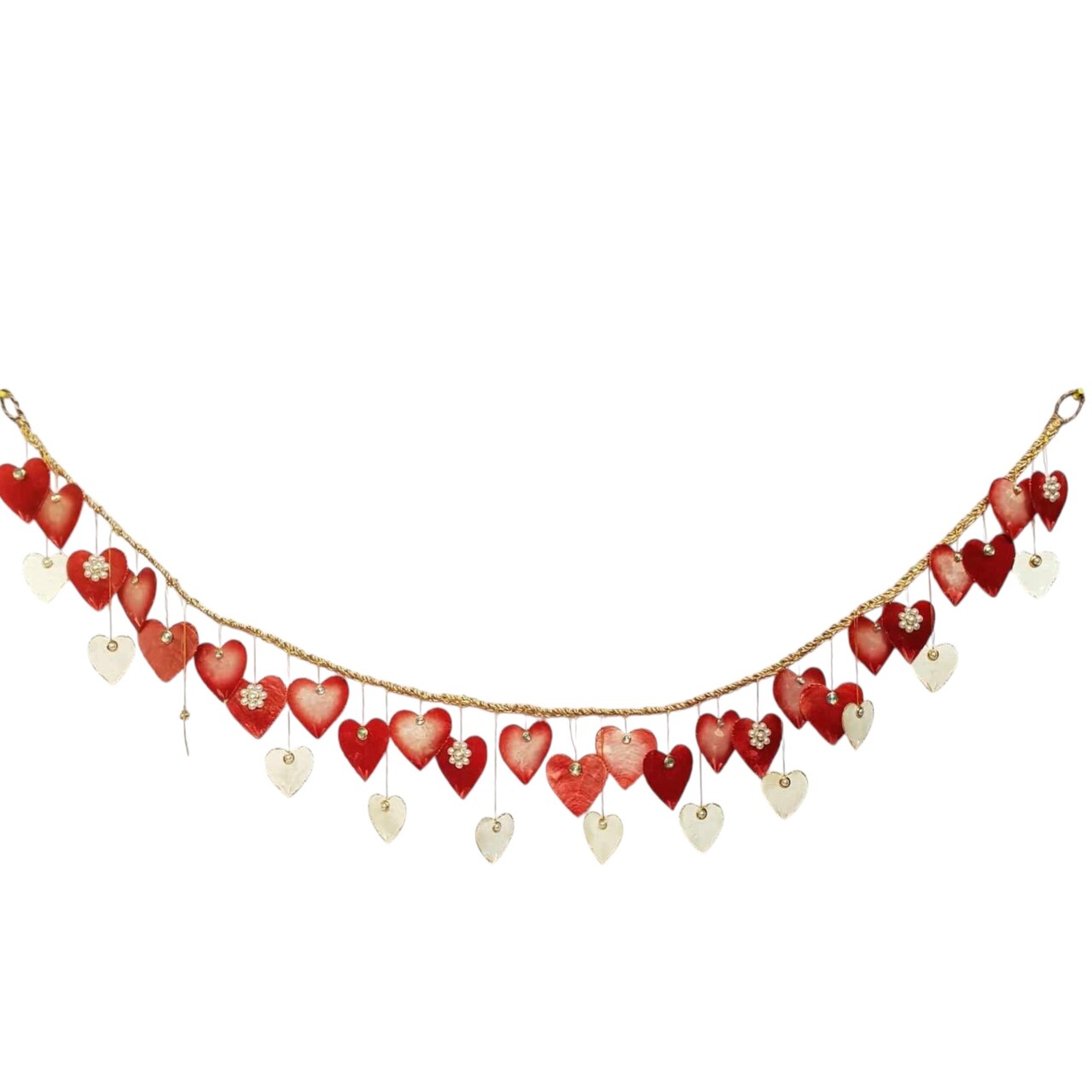 Jeweled Hearts Capiz Garland - Valentine's Day and Wedding Decor - Final sale / Non-returnable and Non-refundable